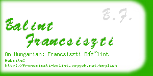 balint francsiszti business card